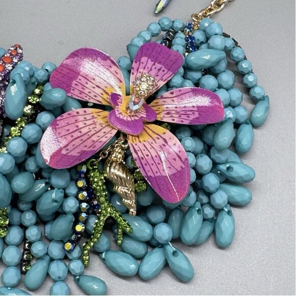 NEW Authentic Betsey Johnson MERMAID JEWELS Statement Necklace Orchid Starfish - Picture 5 of 7
